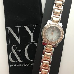 Silver and yellow gold crystal watch